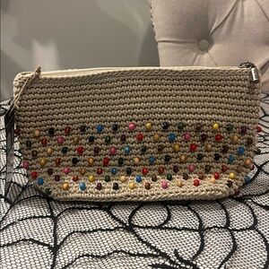 The Sak Beige Crochet Clutch